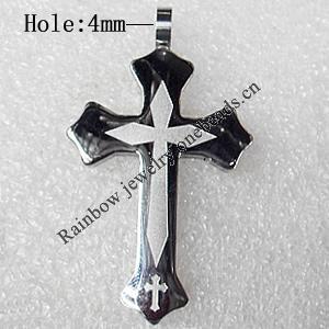 Stainless Steel Pendant, Cross, 25x45mm, Hole:Approx 4mm, Sold by PC