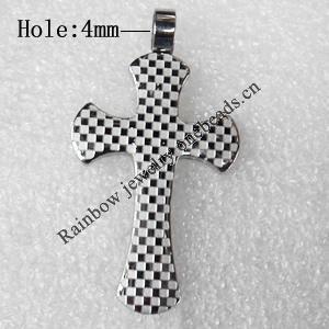 Stainless Steel Pendant, Cross, 24x44mm, Hole:Approx 4mm, Sold by PC