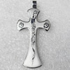 Stainless Steel Pendant, Cross, 25x53mm, Hole:Approx 5mm, Sold by PC