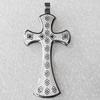 Stainless Steel Pendant, Cross, 25x53mm, Hole:Approx 5mm, Sold by PC