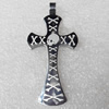 Stainless Steel Pendant, Cross, 25x53mm, Hole:Approx 5mm, Sold by PC