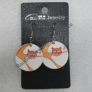 Ceramics Earring, Flat Round 29mm, Sold by Group