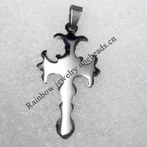 Stainless Steel Pendant, Cross, 24x45mm, Hole:Approx 3mm, Sold by PC