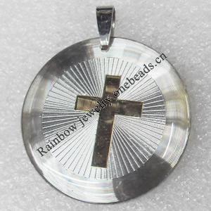 Stainless Steel Pendant, Flat Round, 33mm, Hole:Approx 2mm, Sold by PC