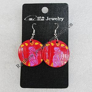 Ceramics Earring, Flat Round 28mm, Sold by Group