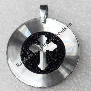 Stainless Steel Pendant, Flat Round, 33mm, Hole:Approx 2mm, Sold by PC