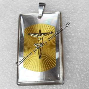 Stainless Steel Pendant, Rectangle, 27x45mm, Hole:Approx 2mm, Sold by PC