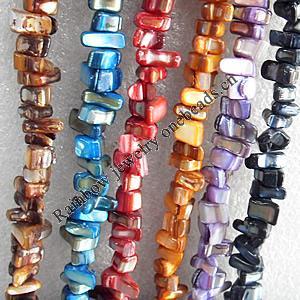 Natural Shell Beads, Mix colour, 4x7-5x9mm, Hole:About 1mm, Length:16-inch, Sold by Group