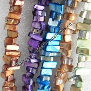 Natural Shell Beads, Mix colour, 4x7-5x11mm, Hole:About 1mm, Length:16-inch, Sold by Group