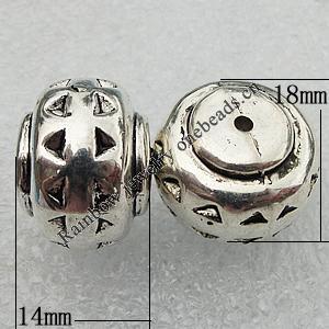 Jewelry findings, CCB Plastic Beads Antique Silver, 18x14mm Hole:2mm, Sold by Bag