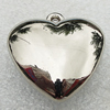 Jewelry findings, CCB Plastic Pendant Platina Plated, Heart 32x31mm Hole:1.5mm, Sold by Bag