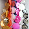Natural Shell Beads, Flat Round, Mix colour, 25mm, Hole:About 1mm, Length:16-inch, Sold by Group