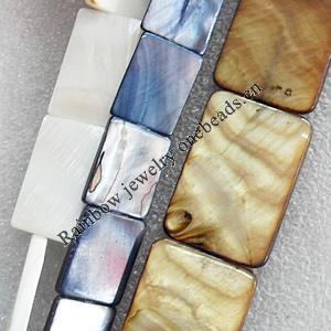 Natural Shell Beads, Rectangle, Mix colour, 25x35mm, Hole:About 1mm, Length:16-inch, Sold by Group