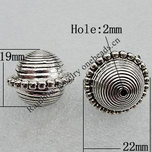 Jewelry findings, CCB Plastic Beads Antique Silver, 22x19mm Hole:2mm, Sold by Bag