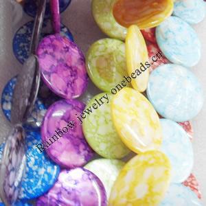Natural Shell Beads, Flat Round, Mix colour, 30mm, Hole:About 1mm, Length:16-inch, Sold by Group