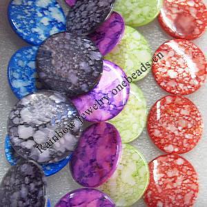 Natural Shell Beads, Flat Round, Mix colour, 20mm, Hole:About 1mm, Length:16-inch, Sold by Group