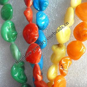 Natural Shell Beads, Mix colour, 13x16-15x16mm, Hole:About 1mm, Length:16-inch, Sold by Group