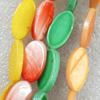 Natural Shell Beads, Flat Oval, Mix colour, 10x17mm, Hole:About 1mm, Length:16-inch, Sold by Group