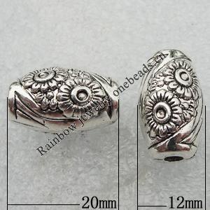 Jewelry findings, CCB Plastic Beads Antique Silver, Oval 20x12mm Hole:3.5mm, Sold by Bag