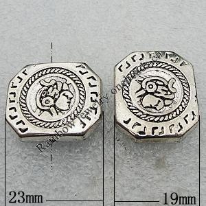 Jewelry findings, CCB Plastic Beads Antique Silver, Polygon 23x19mm Hole:2mm, Sold by Bag