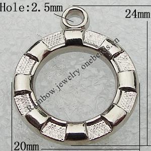 Jewelry findings, CCB Plastic Pendant Platina Plated, 24x20mm Hole:2.5mm, Sold by Bag