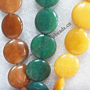 Agate Beads, Flat Round, Mix Colour, 20mm, Hole:Approx 1mm, Length:15.7-inch, Sold by Group