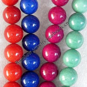 Agate Beads, Round, Mix Colour, 6mm, Hole:Approx 1mm, Length:15.7-inch, Sold by Group