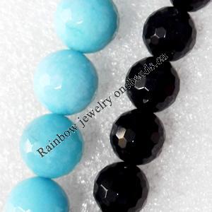 Agate Beads, Faceted Round, Mix Colour, 6mm, Hole:Approx 1mm, Length:15.7-inch, Sold by Group
