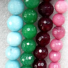 Agate Beads, Faceted Round, Mix Colour, 12mm, Hole:Approx 1mm, Length:15.7-inch, Sold by Group