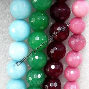 Agate Beads, Faceted Round, Mix Colour, 12mm, Hole:Approx 1mm, Length:15.7-inch, Sold by Group