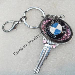 Zinc Alloy keyring Jewelry Chains, 45x82mm, Length Approx:12cm, Sold by Dozen