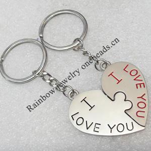 Zinc Alloy keyring Jewelry Chains, 45x42mm, Length Approx:90mm, Sold by Group