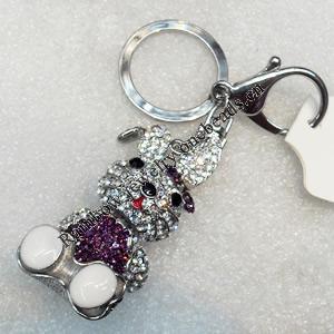 Zinc Alloy keyring Jewelry Chains, 30x62mm, Length Approx:12cm, Sold by Dozen
