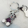 Zinc Alloy keyring Jewelry Chains, 30x62mm, Length Approx:12cm, Sold by Dozen