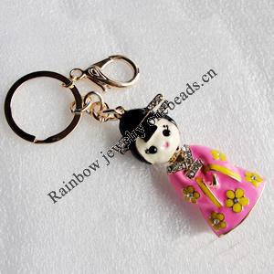 Zinc Alloy keyring Jewelry Chains, 30x65mm, Length Approx:13cm, Sold by Dozen