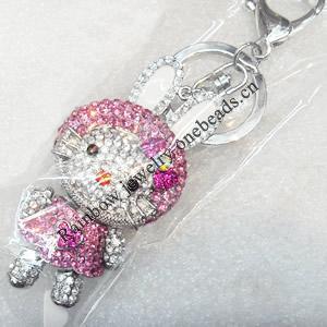 Zinc Alloy keyring Jewelry Chains, 37x75mm, Length Approx:15cm, Sold by Dozen