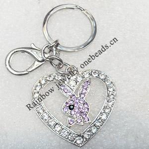 Zinc Alloy keyring Jewelry Chains, 46x45mm, Length Approx:10cm, Sold by Dozen