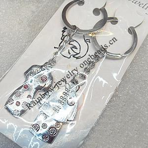 Zinc Alloy keyring Jewelry Chains, 24x38mm, Length Approx:10cm, Sold by Dozen