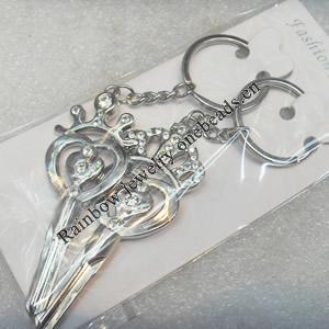 Zinc Alloy keyring Jewelry Chains, 27x76mm, Length Approx:15cm, Sold by Dozen
