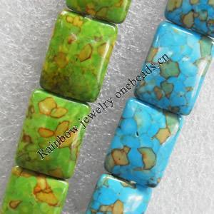 Turquoise Beads，Mix Colour, Rectangle, 15x20mm, Hole:Approx 1mm, Sold by KG