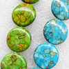 Turquoise Beads，Mix Colour, Flat Round, 20mm, Hole:Approx 1mm, Sold by KG