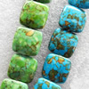 Turquoise Beads，Mix Colour, Square, 18mm, Hole:Approx 1mm, Sold by KG