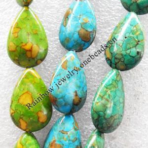 Turquoise Beads，Mix Colour, Teardrop, 17x25mm, Hole:Approx 1mm, Sold by KG