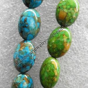 Turquoise Beads，Mix Colour, Flat Oval, 13x18mm, Hole:Approx 1mm, Sold by KG