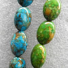 Turquoise Beads，Mix Colour, Flat Oval, 13x18mm, Hole:Approx 1mm, Sold by KG