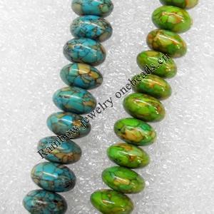 Turquoise Beads，Mix Colour, Rondelle, 10x6mm, Hole:Approx 1mm, Sold by KG