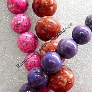 Turquoise Beads，Mix Colour, Round, 6mm, Hole:Approx 1mm, Length:16-inch, Sold by Group