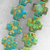 Turquoise Beads，Cross, 21mm, Hole:Approx 1mm, Sold by KG