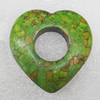 Turquoise Pendant，Heart, 40mm, Hole:Approx 16mm, Sold by PC