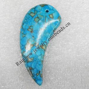 Turquoise Pendant，23x53mm, Hole:Approx 2mm, Sold by PC